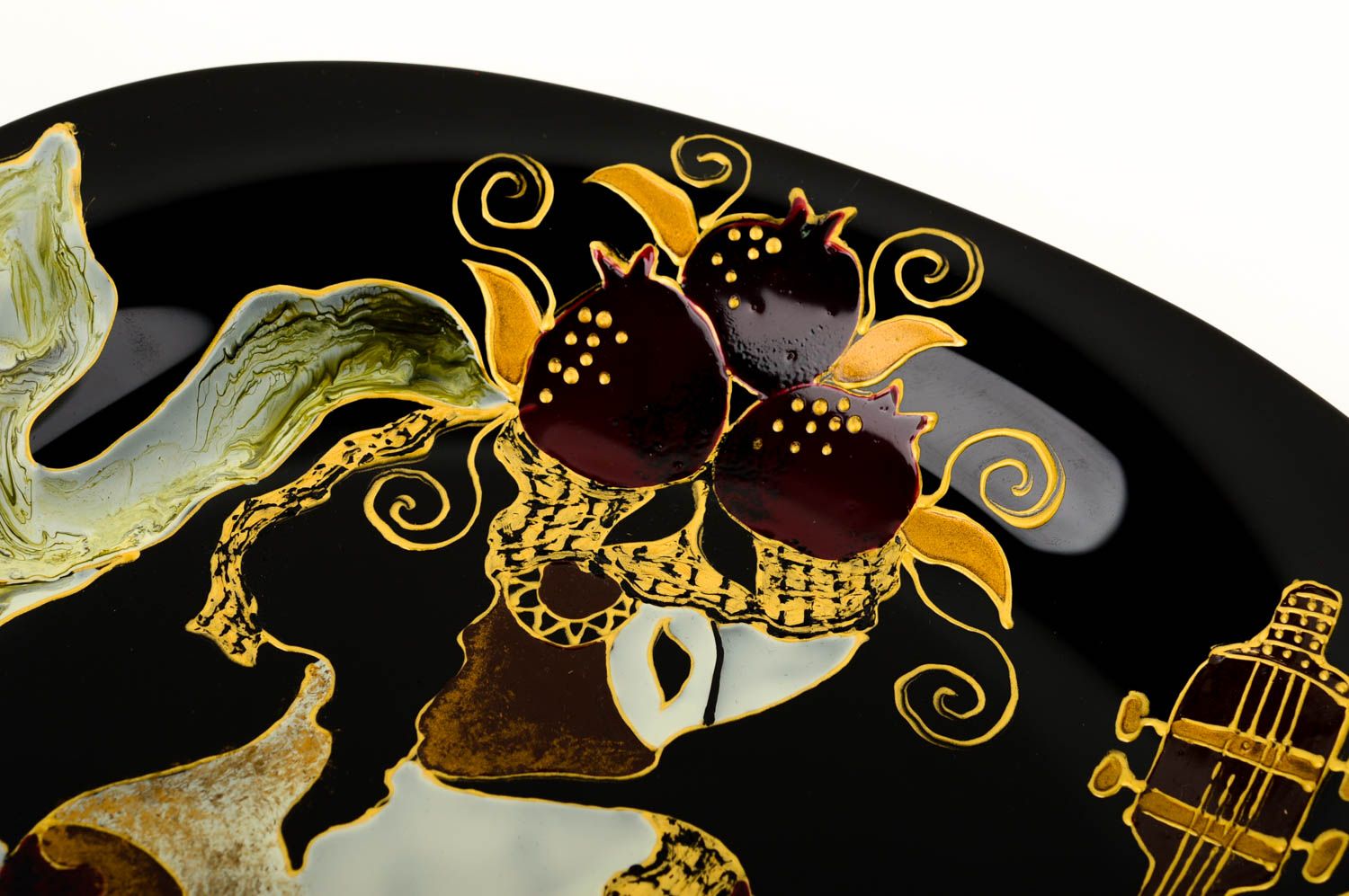 Декоративная тарелка handmade красивая тарелка черная подарочная тарелка фото 4