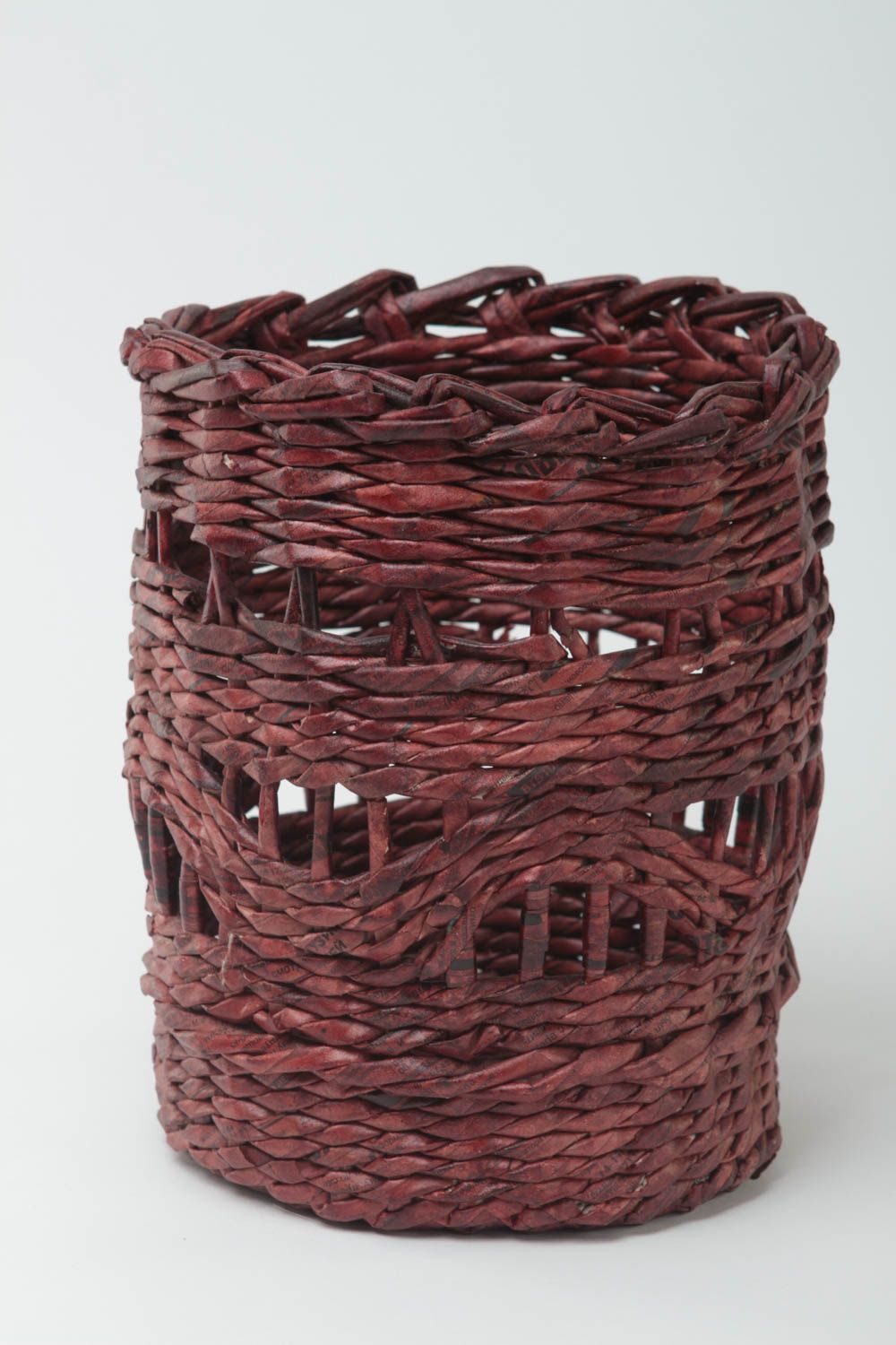 Beautiful handmade woven basket interior decorating newspaper craft small gifts photo 2