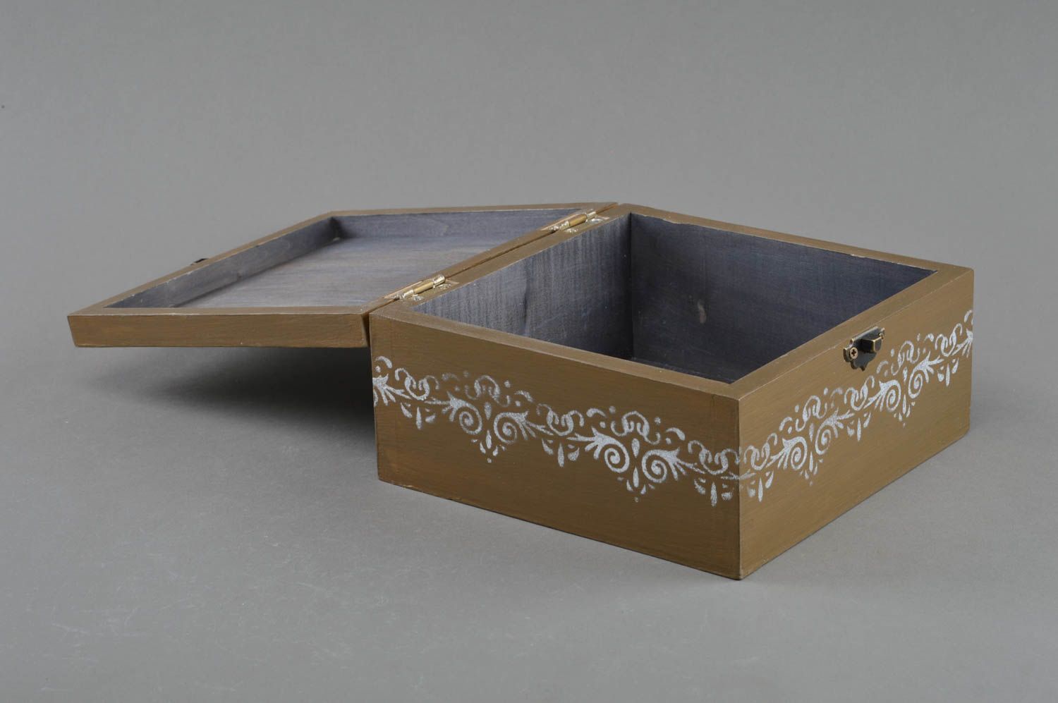 Handmade square decoupage wooden jewelry box with lock decorative designer  photo 3