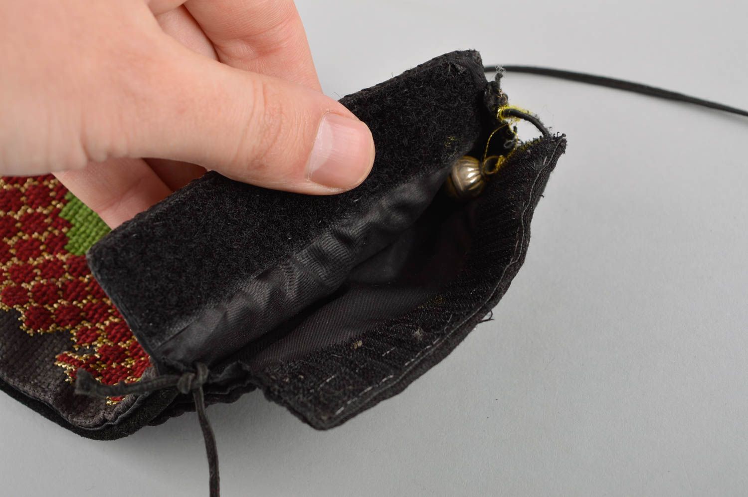 Женский кошелек ручной работы мешочек для монет кошелек из ткани с вышивкой фото 5