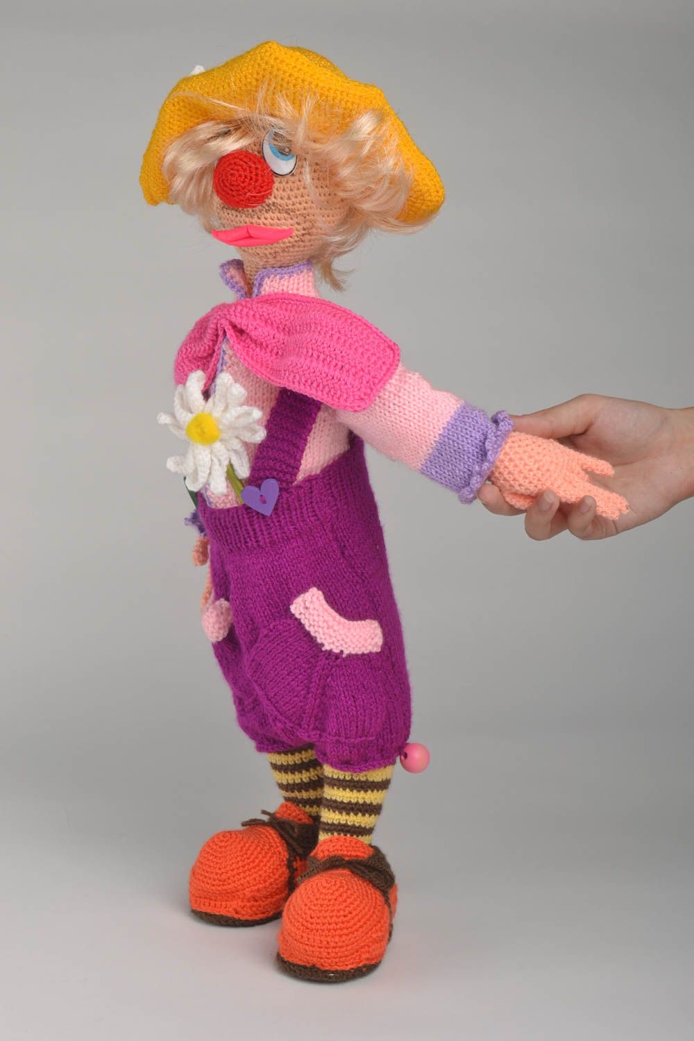 Poupée clown Jouet tricot fait main grand décoratif original Cadeau enfant photo 5