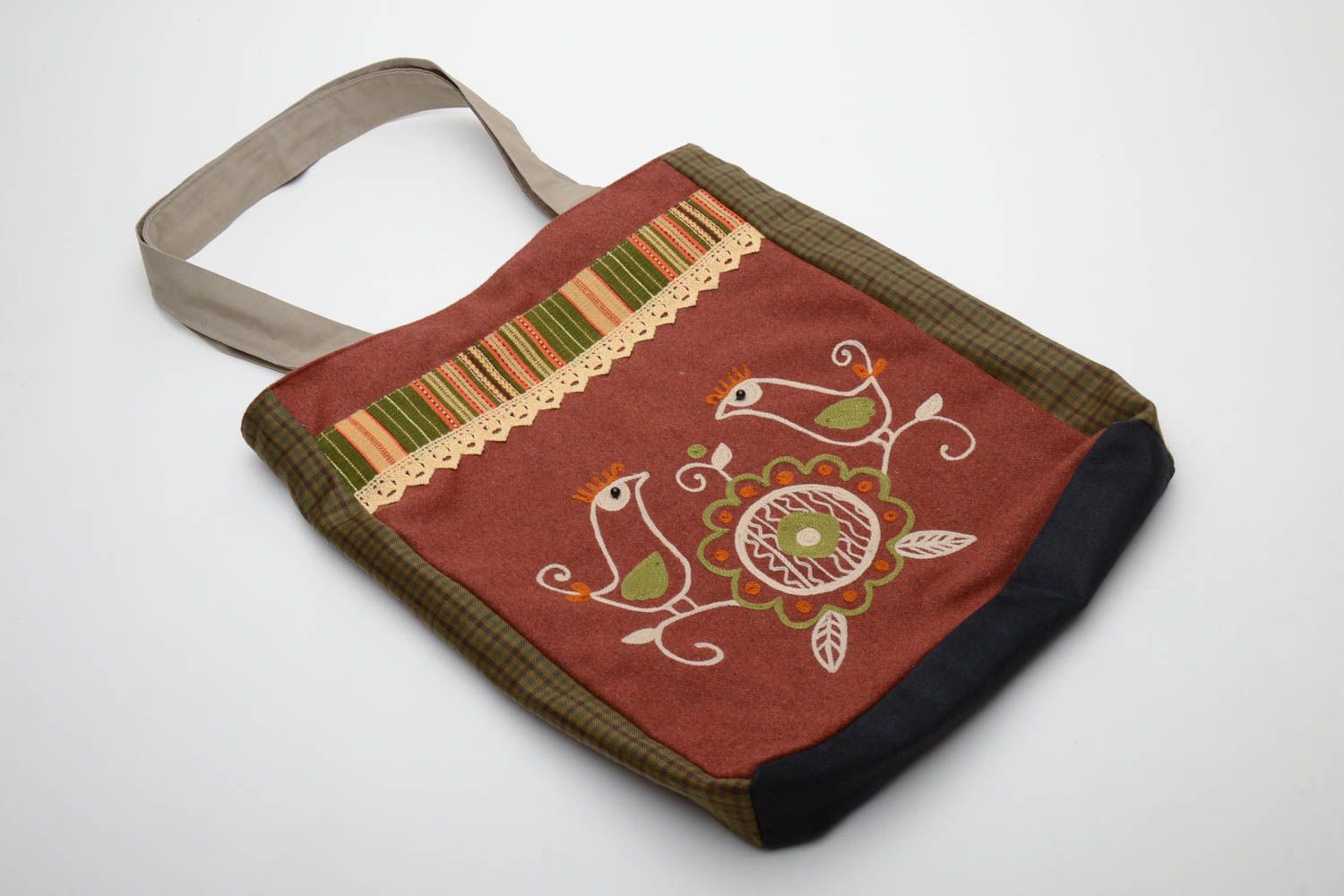 Женская сумка из натурального хлопка с вышивкой фото 3