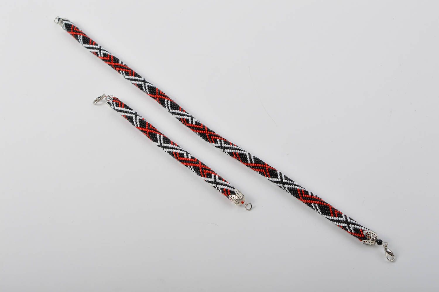Handmade beaded cord necklace beaded cord bracelet designs jewelry set 2 pieces photo 5