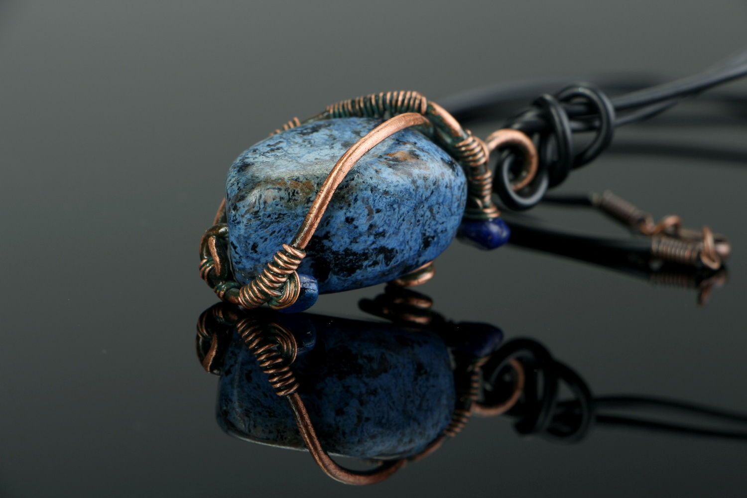 Copper pendant with natural stones photo 4
