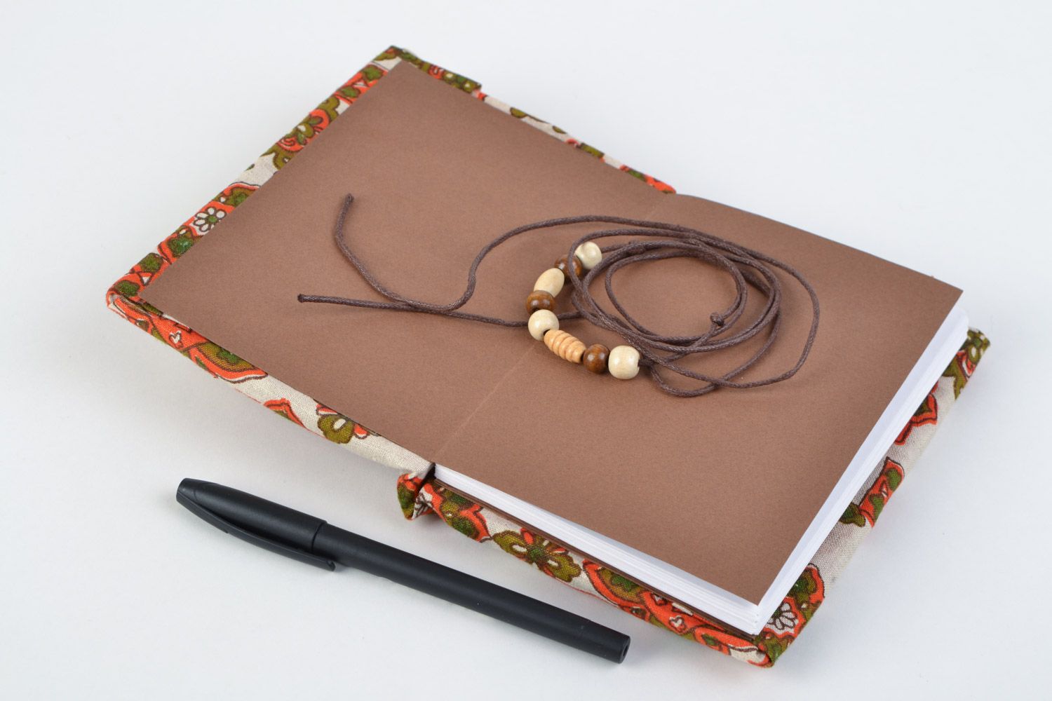 Handmade notebook with fabric soft cover 60 sheets wonderful present for friend photo 3