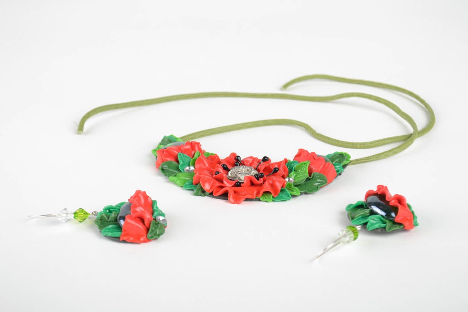 Handmade jewelry set flower jewelry fashion necklace dangling earrings  photo 4