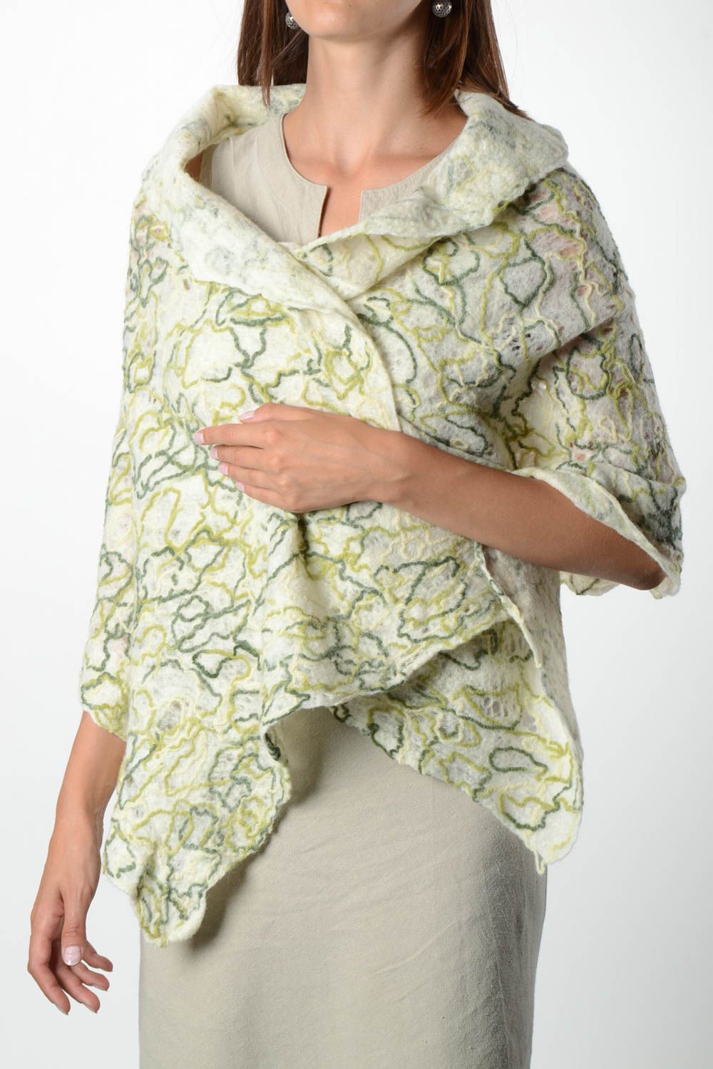 Female ornamental wool scarf unique designer accessory unusual present for girl photo 1