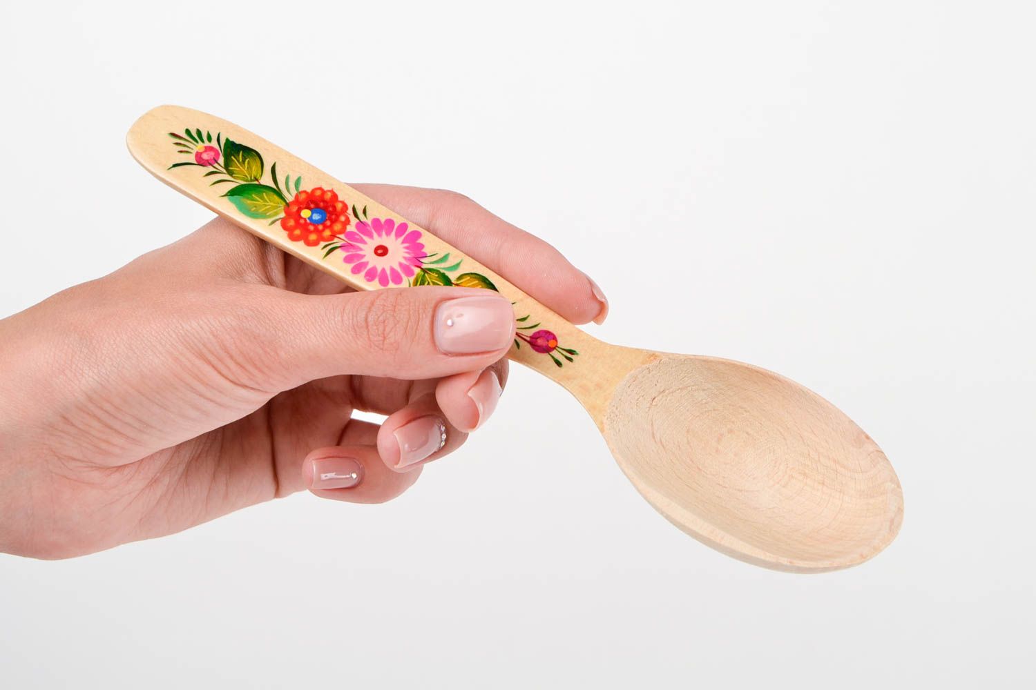 Handmade wooden spoon stylish painted spoon beautiful kitchen utensil photo 2