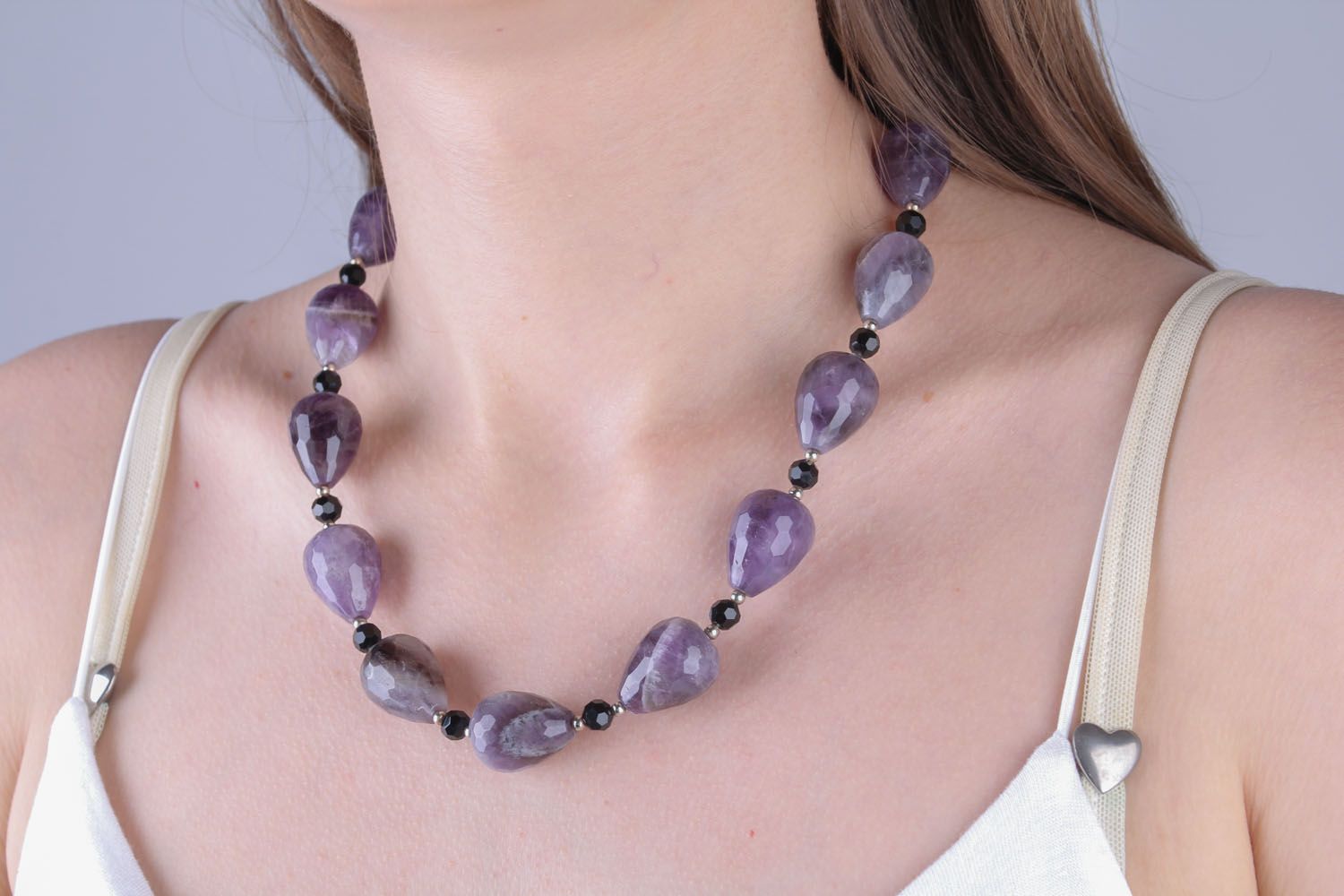 Necklace with amethyst and agate photo 4