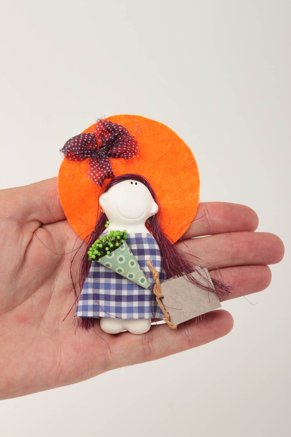 Designer Puppe handgemacht für Küchen Deko Kühlschrank Magnet kleine Puppe Gips foto 5