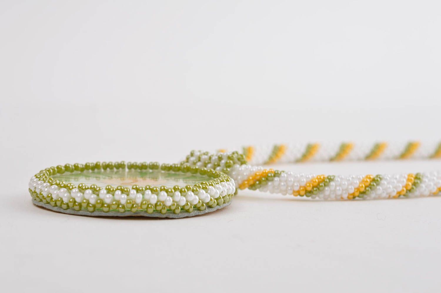 Handmade pendant unusual accessory bead necklace gift ideas resin jewelry photo 3