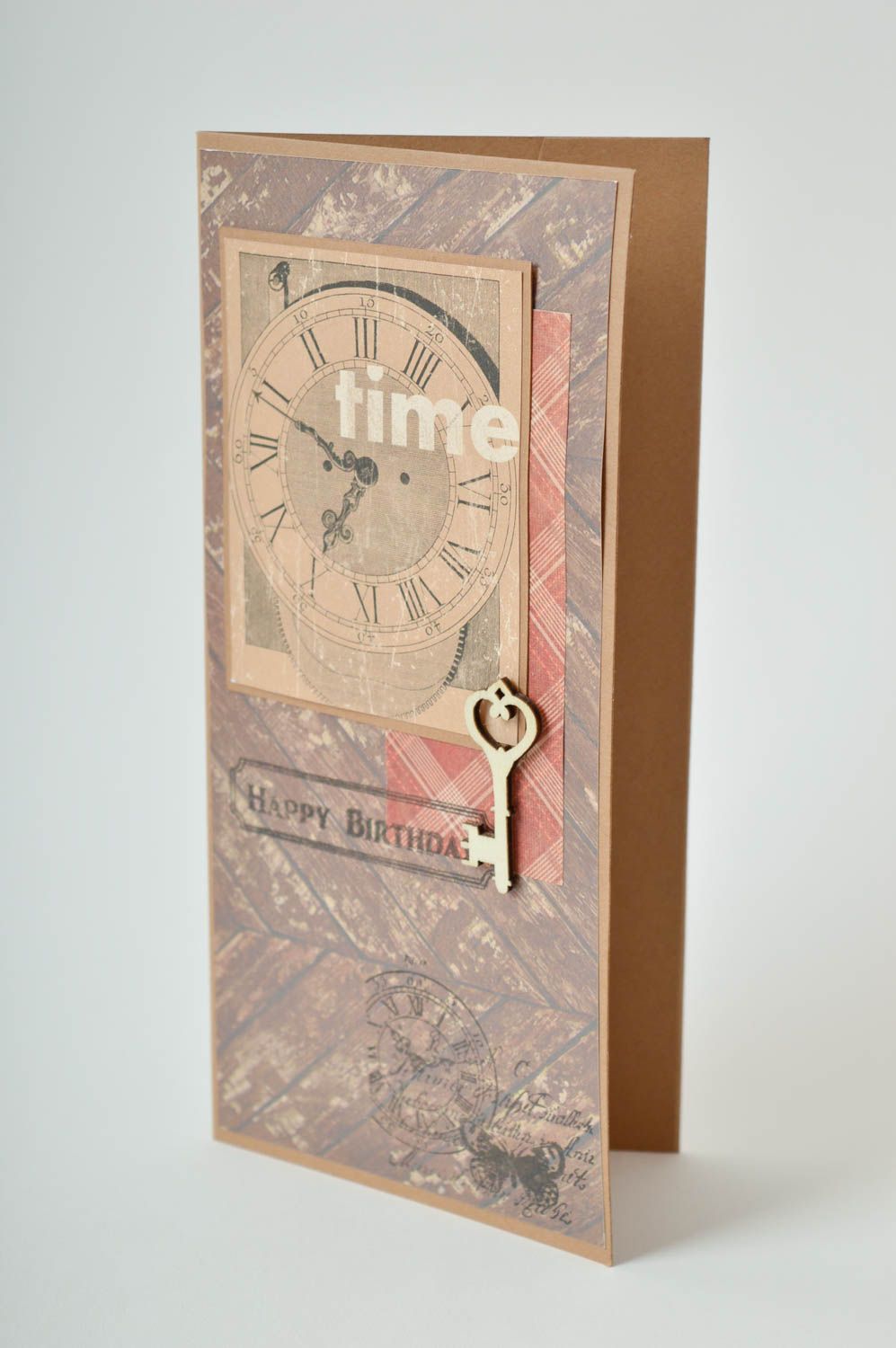 Carte de voeux faite main en papier avec clef design original Petit cadeau photo 2