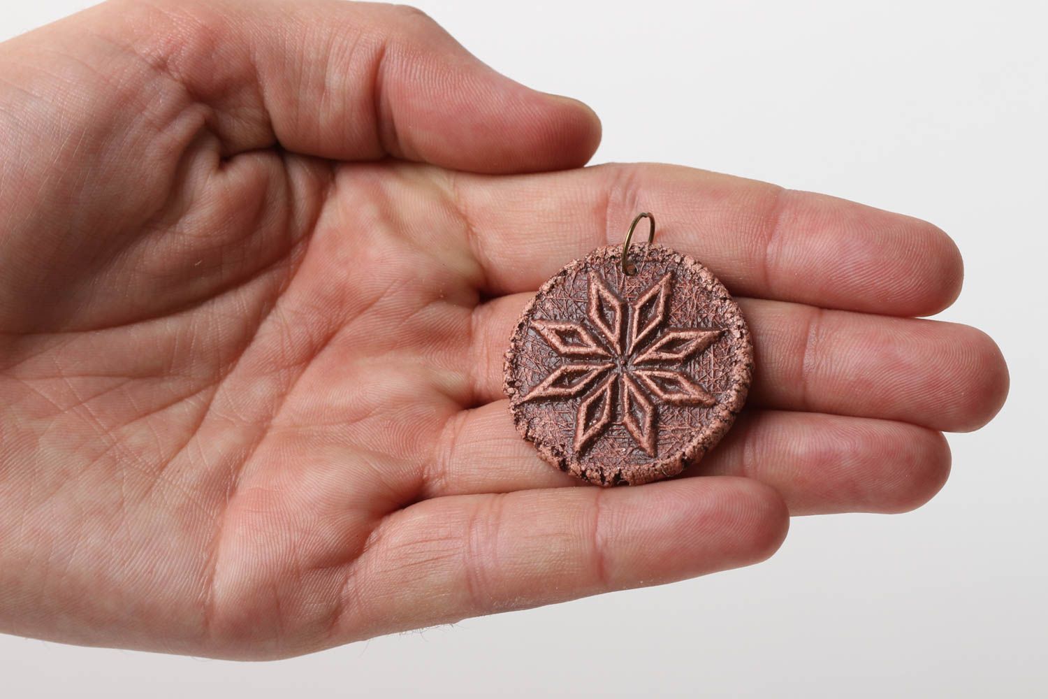 Ceramic individual amulet unusual handmade pendant stylish ethnic pendant photo 5