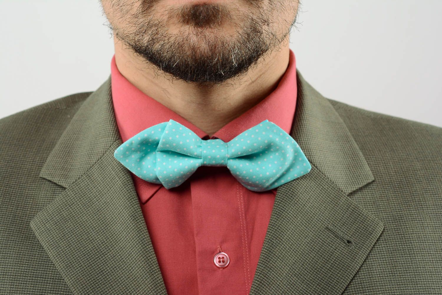 Mint bow tie with dots  photo 1