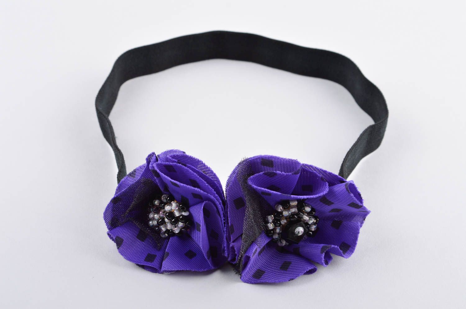 Haarband mit Blumen handmade Designer Schmuck Accessoire für Haare in Lila foto 3