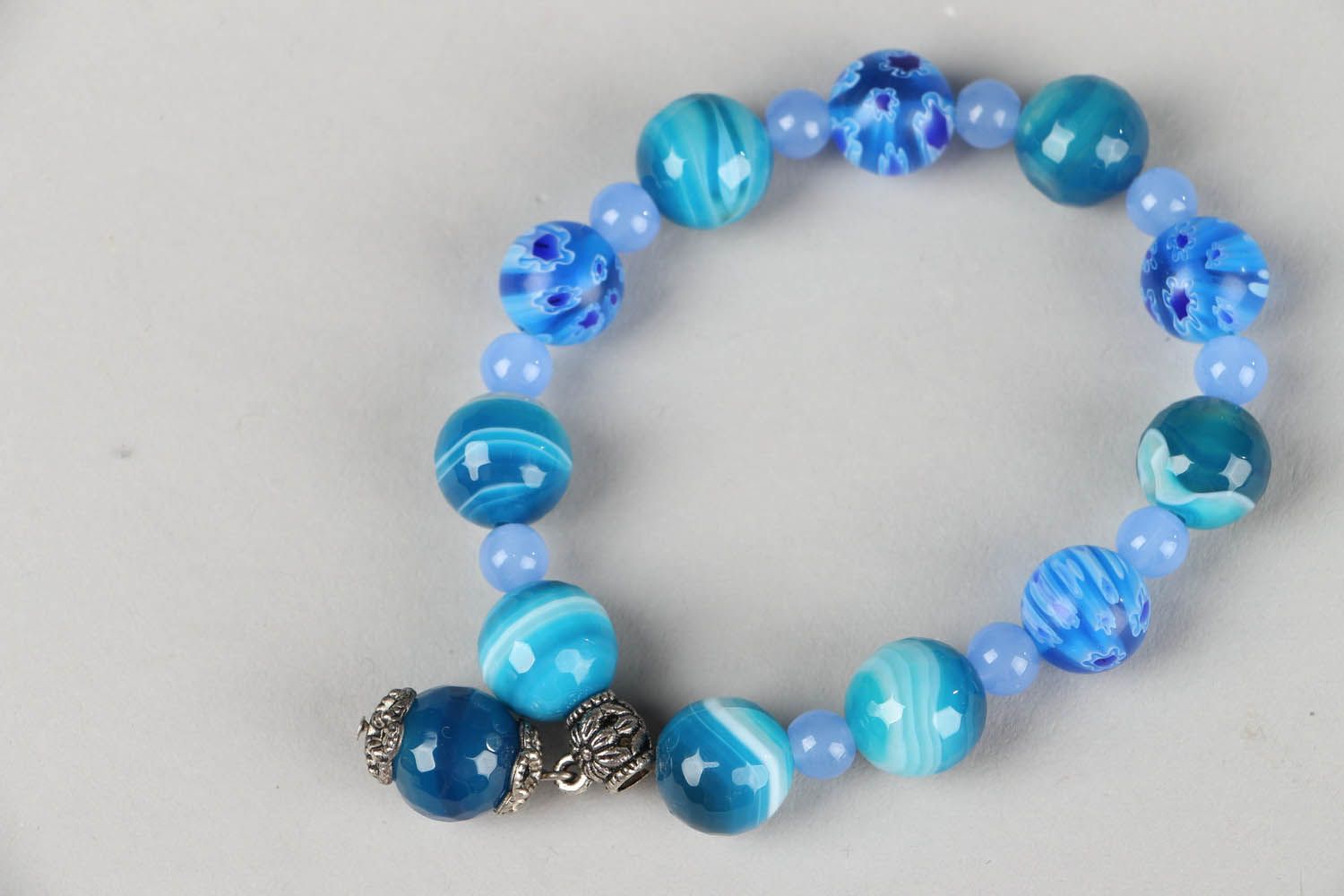 Agate bracelet with Murano glass photo 2