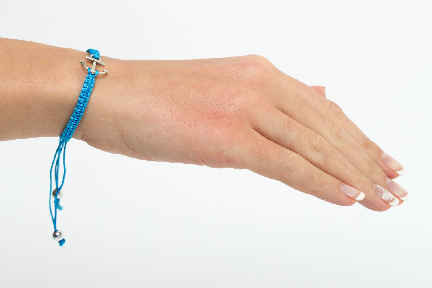Bracelet en fils Bijou fait main bleu clair nautique fin Accessoire femme photo 5