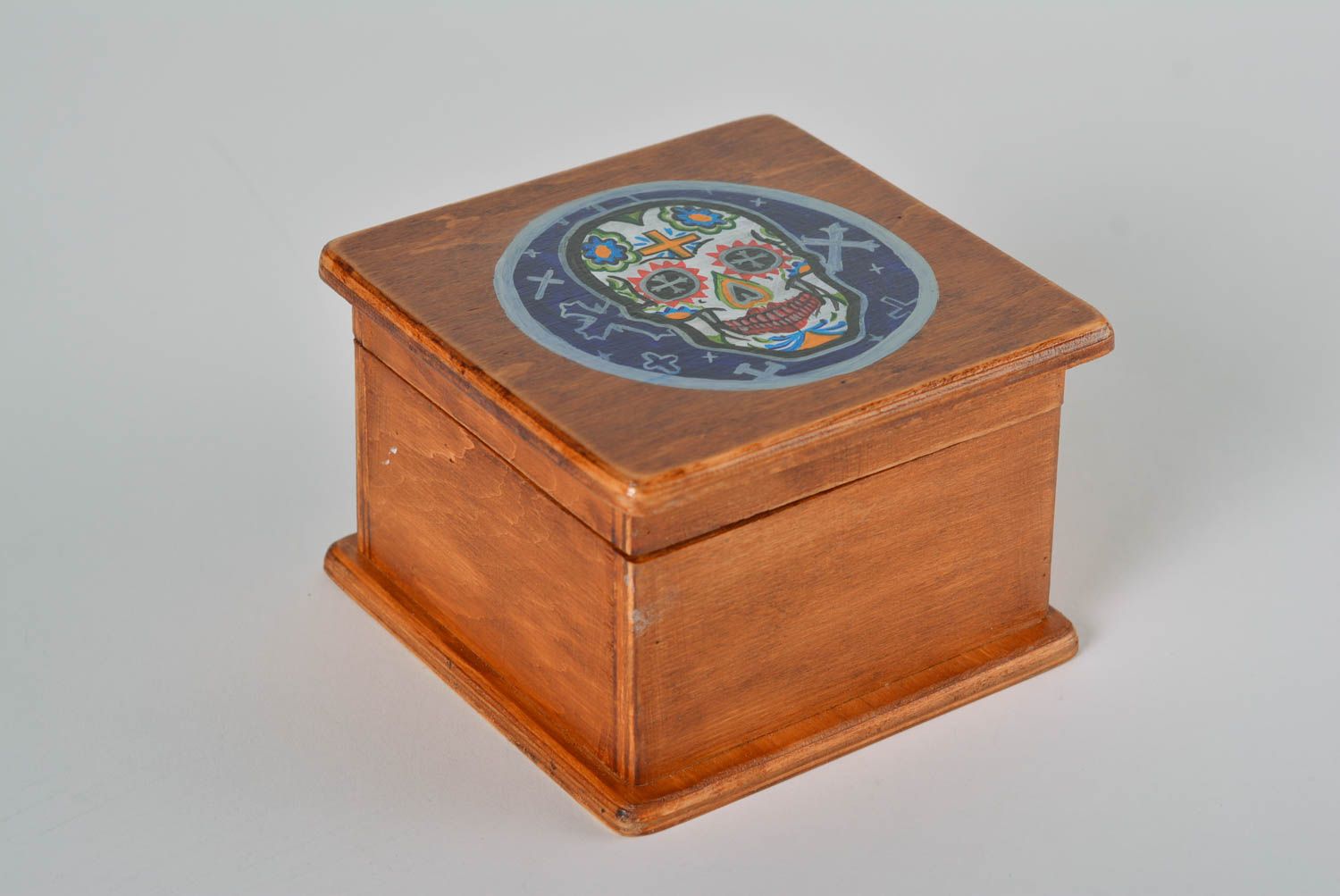 Boîte à bijoux avec peinture de créateur faite main en contreplaqué décoration photo 1