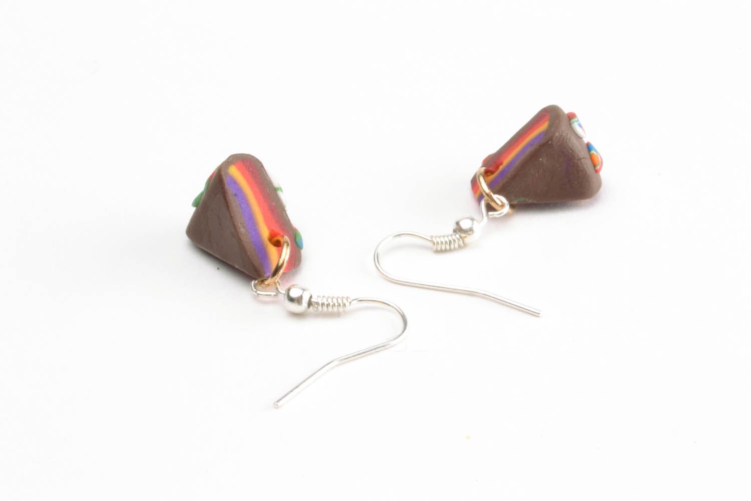 Cake-shaped earrings made of polymer clay photo 4