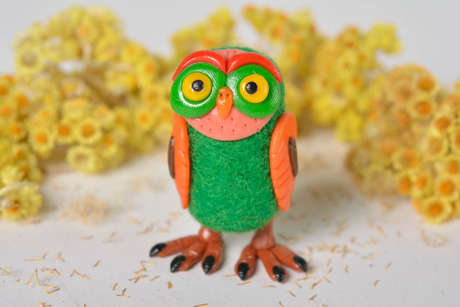 Wool felted unique toy handmade owl figurine gift interior decoration toy photo 5