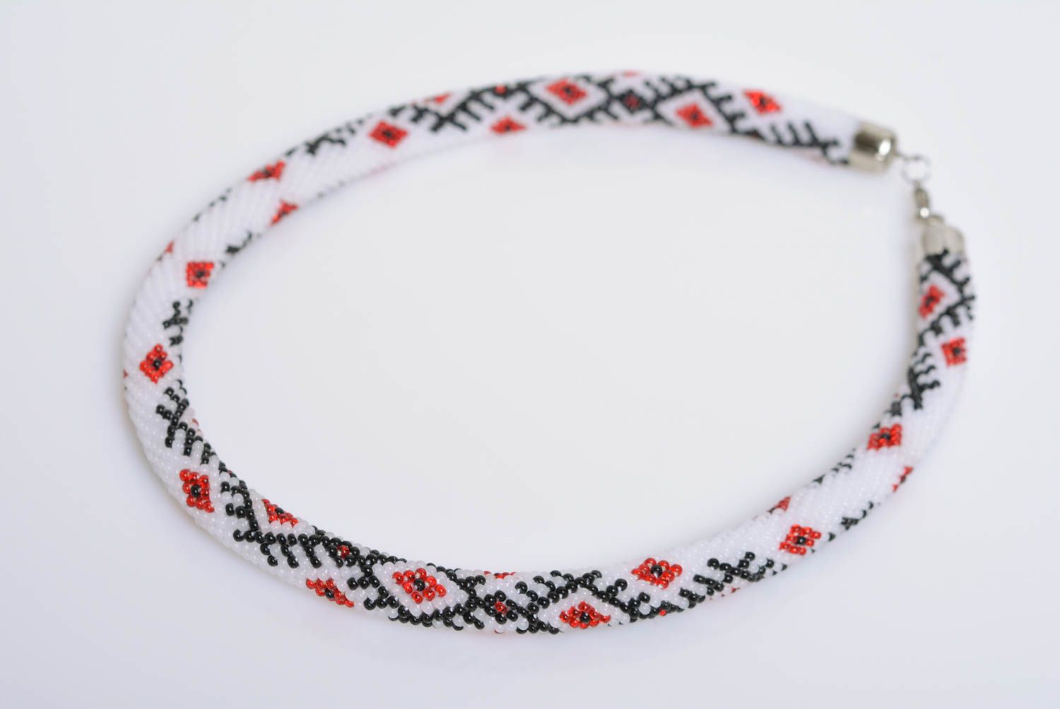 Beautiful festive handmade designer beaded cord necklace with ethnic ornament photo 1