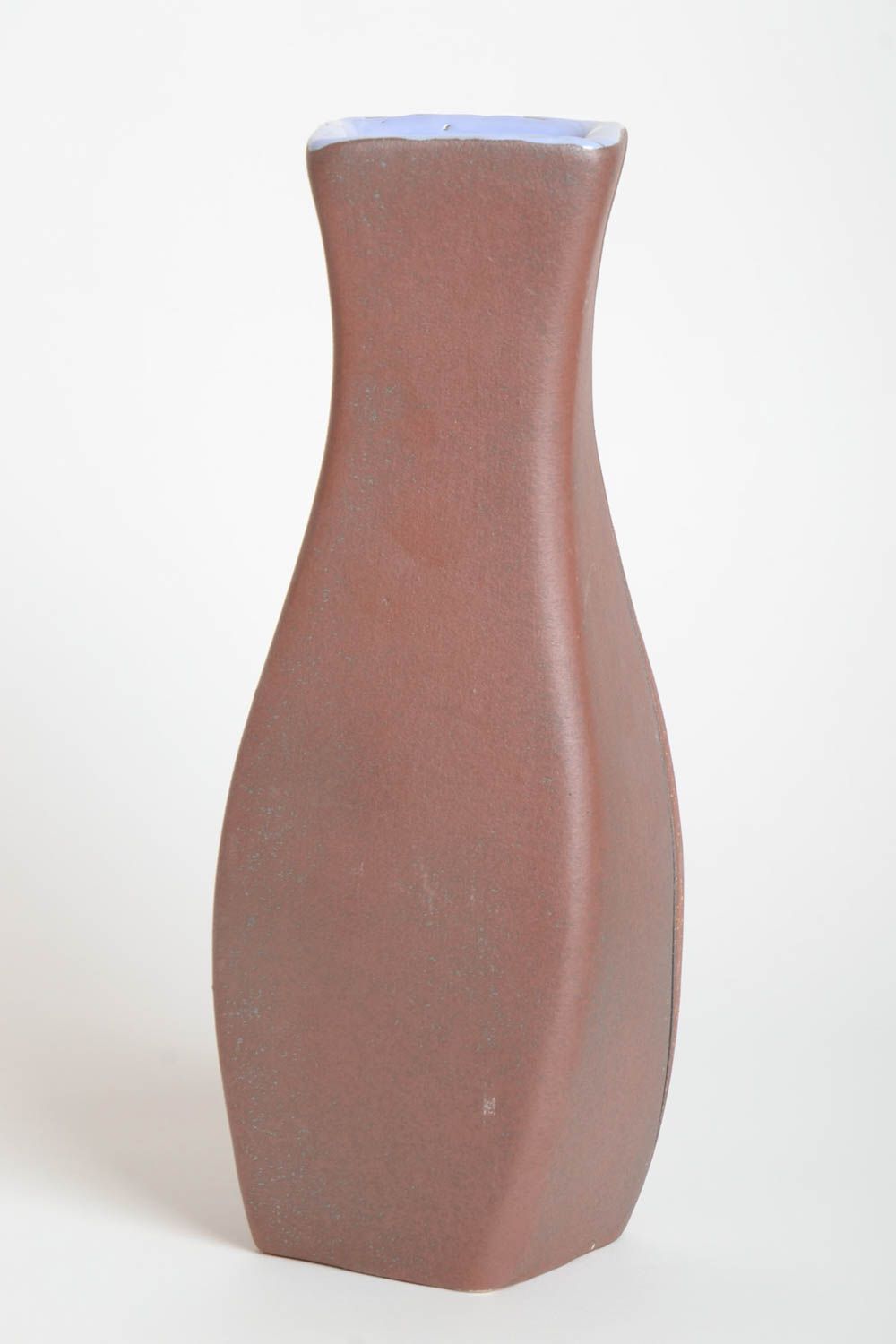 12 inches ceramic handmade brown vase with ornament 2,8 lb photo 4