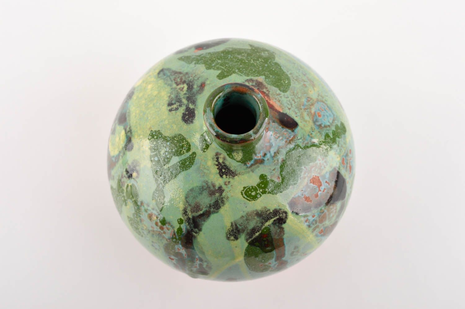 Green art round ball-shaped ceramic vase wine pitcher 5 oz for home décor 7, 0,09 lb photo 5