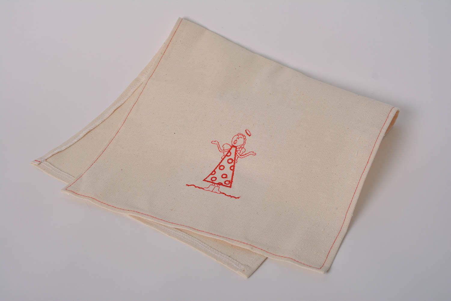 Asciugamani da cucina originali fatti a mano di stoffa naturale con ricamo foto 4