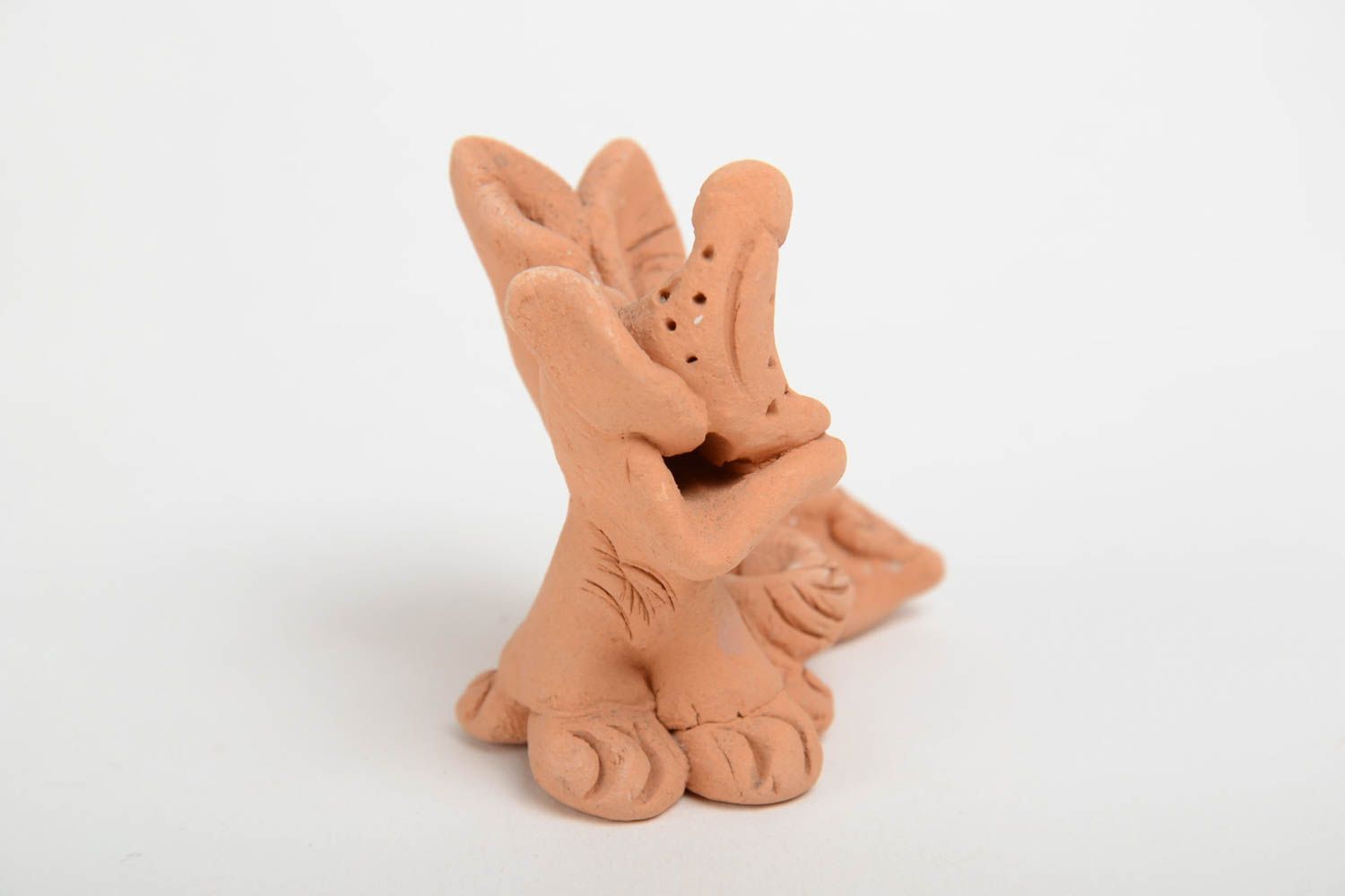 Figura artesanal decorativa de animal de cerámica figurita de perro de arcilla foto 4
