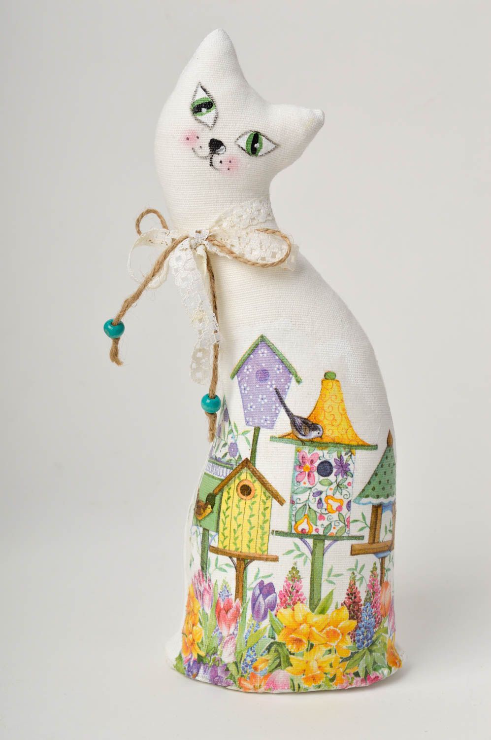 Muñeca artesanal decoración de casa pintada regalo original Gatita decoupage foto 4