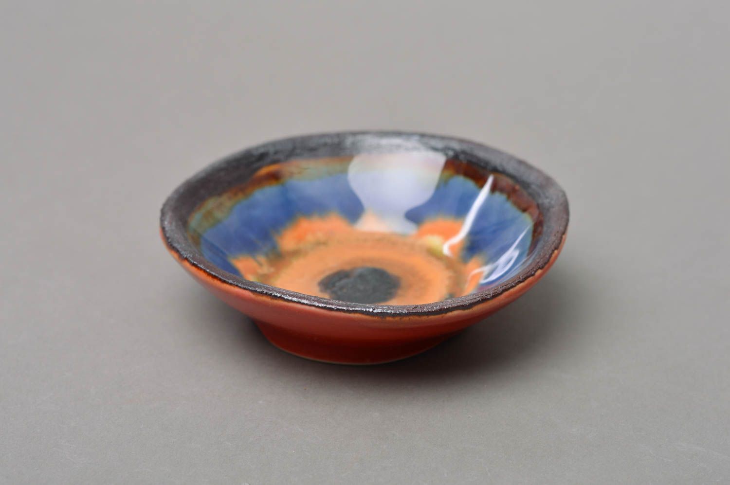 Handmade designer unusaul small porcelain bowl majolica ceramics for decor photo 2