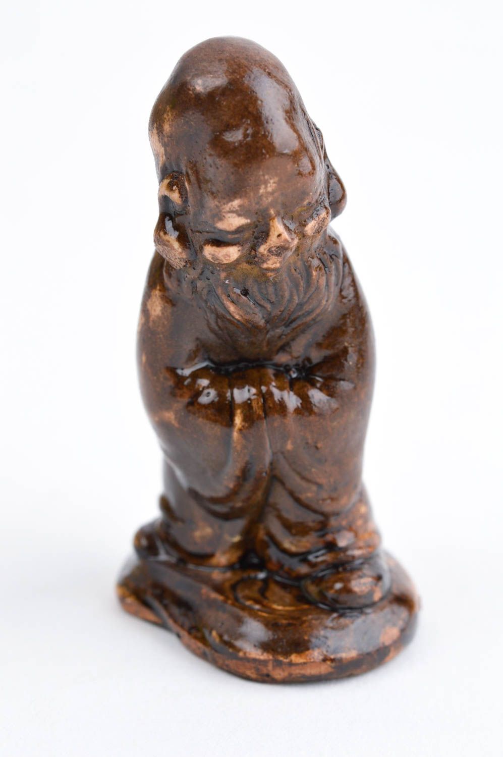 Statuette décorative Figurine fait main de plâtre Déco maison Sage en marron photo 2