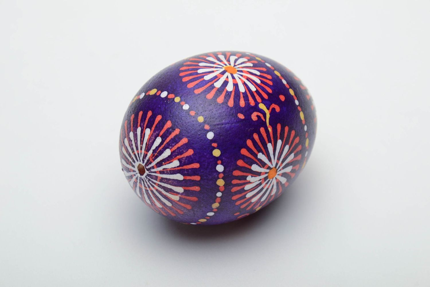 Handmade Easter egg of violet color in Lemkiv style photo 3
