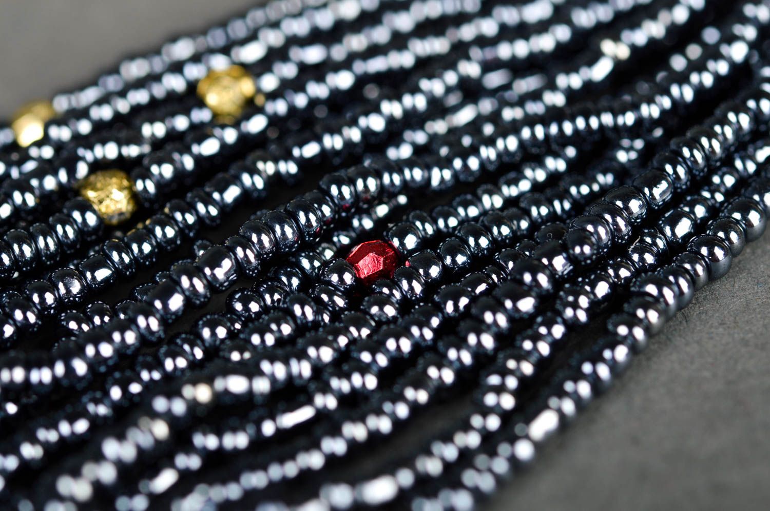 Bracelet perles rocaille Bijou fait main noir au crochet Accessoire femme  photo 4