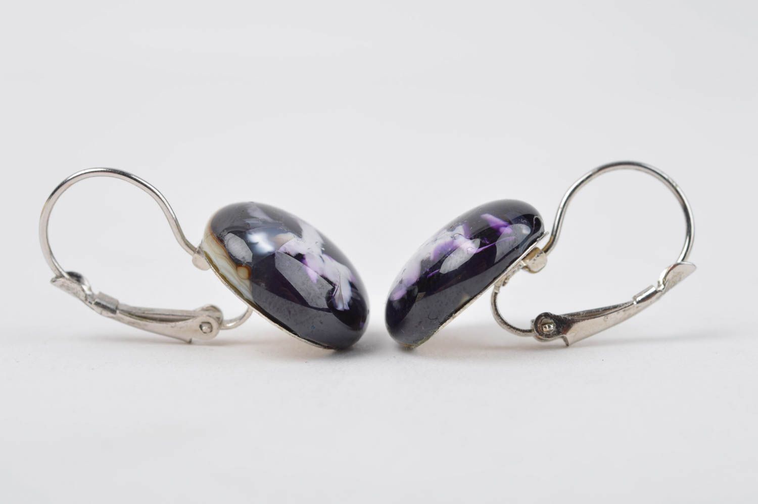 Handmade Accessoire für Frauen Fusing Glas Ohrringe in Schwarz Designer Schmuck  foto 2