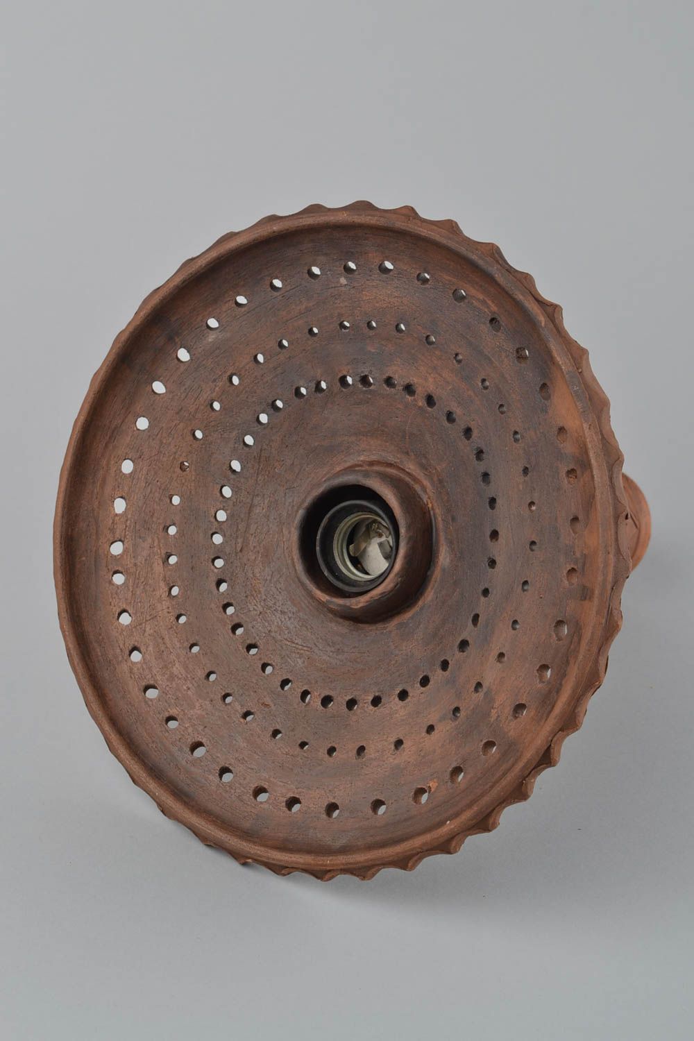 Araña cerámica artesanal original para 1 bombilla bonita calada elegante foto 4