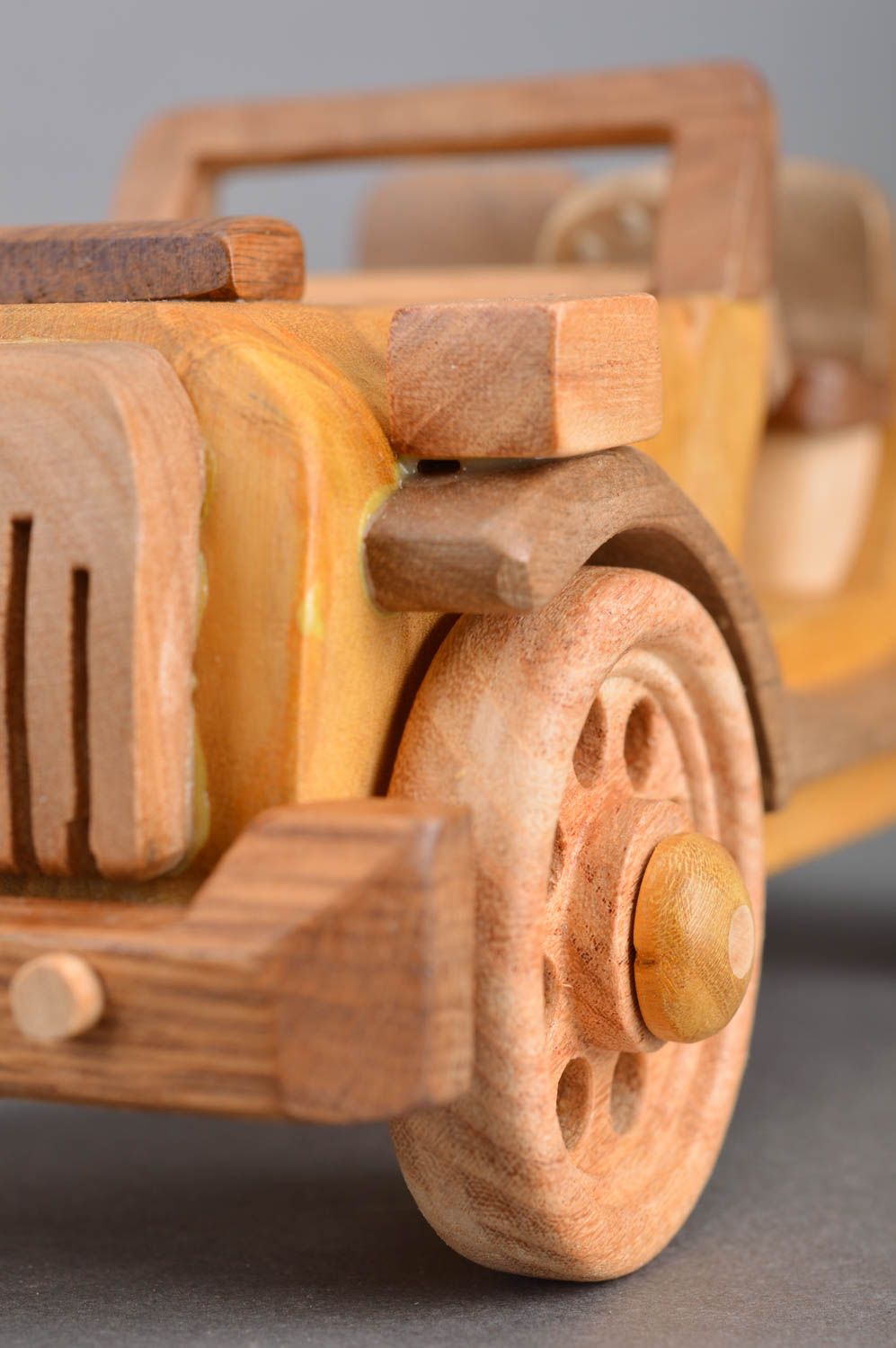 Unusual decorative handmade designer wooden toy Retro Cabriolet collectible item photo 4