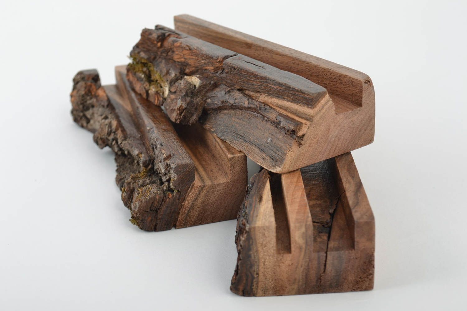 Supports pour tablette en bois faits main 3 pièces originales accessoires photo 2