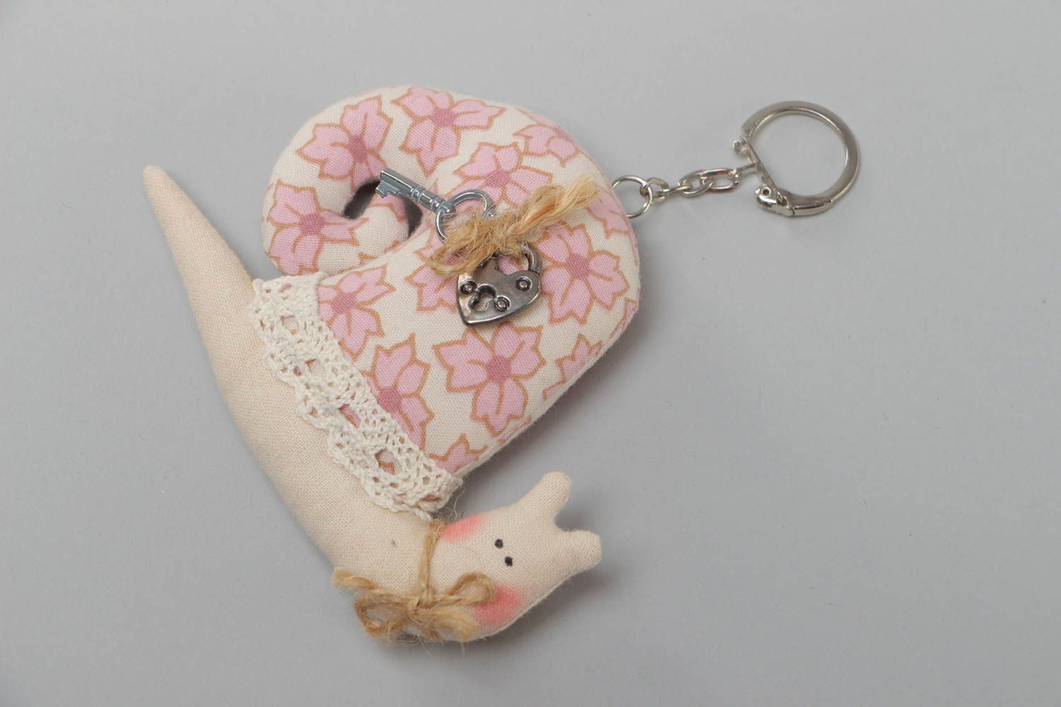 Joli porte-clés jouet escargot en coton fait main mou cadeau pour enfant photo 4