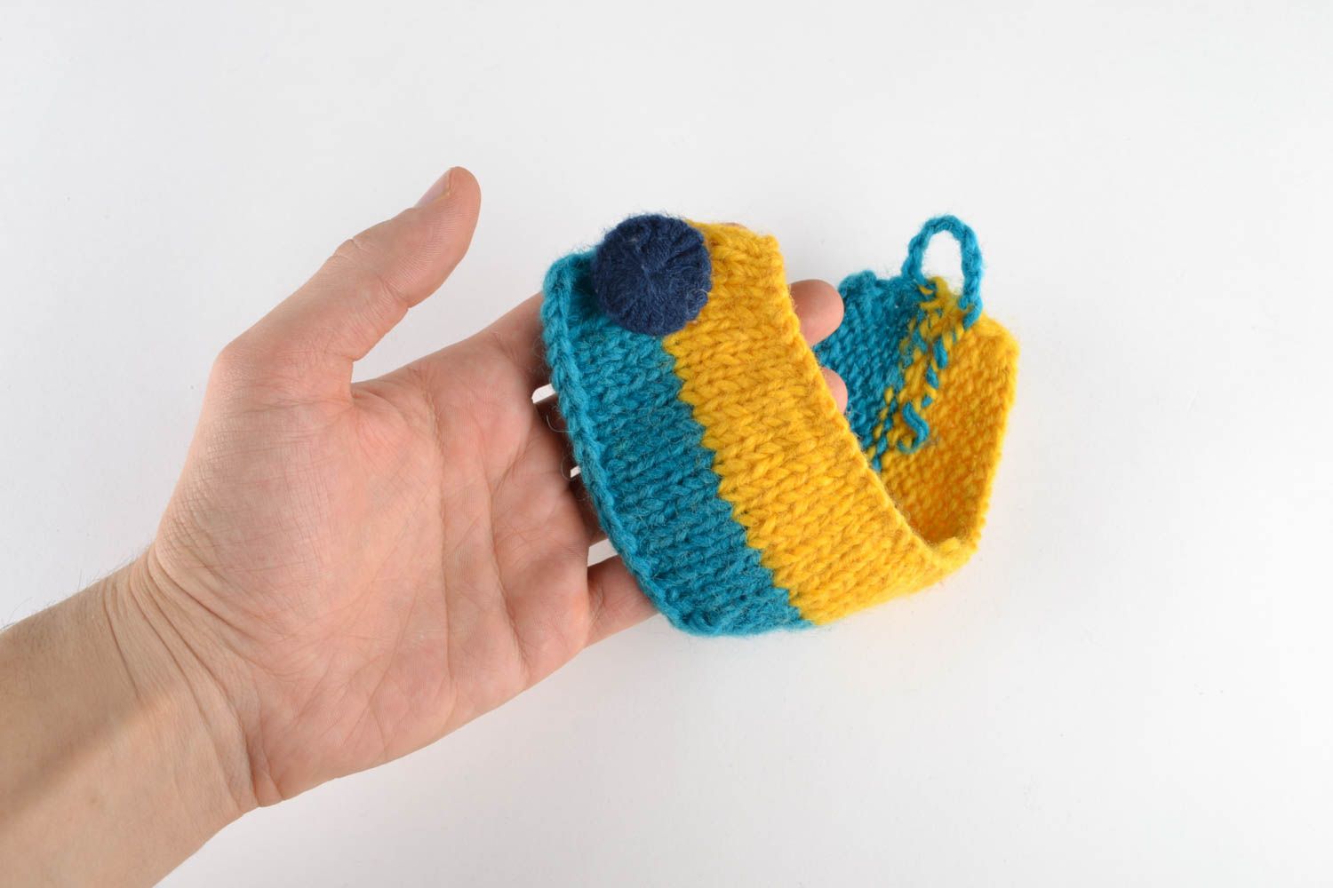 Yellow and blue crochet cup cozy photo 5