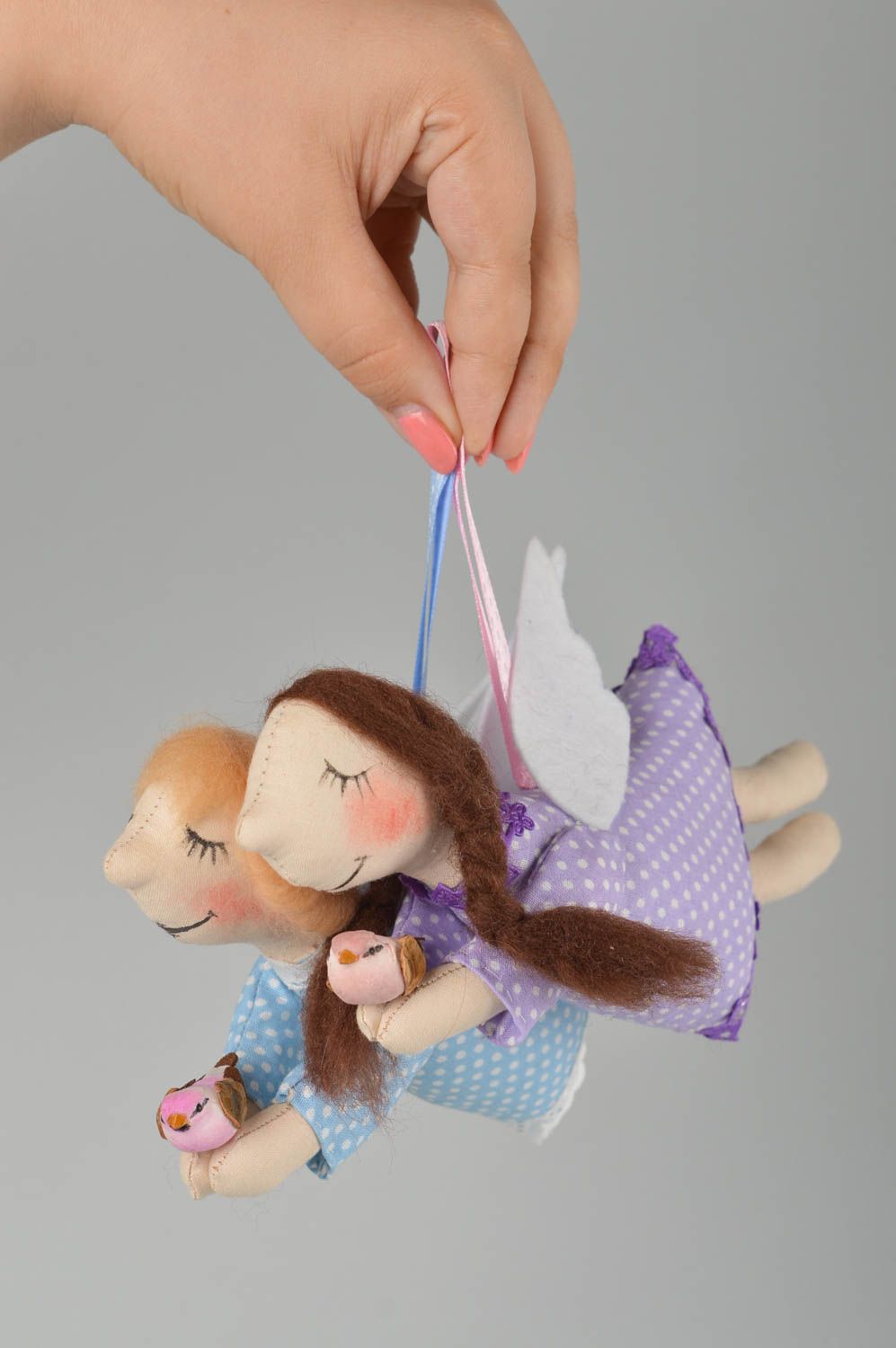 Muñecos de tela hechos a mano juguetes decorativos colgantes de pared ángeles  foto 3