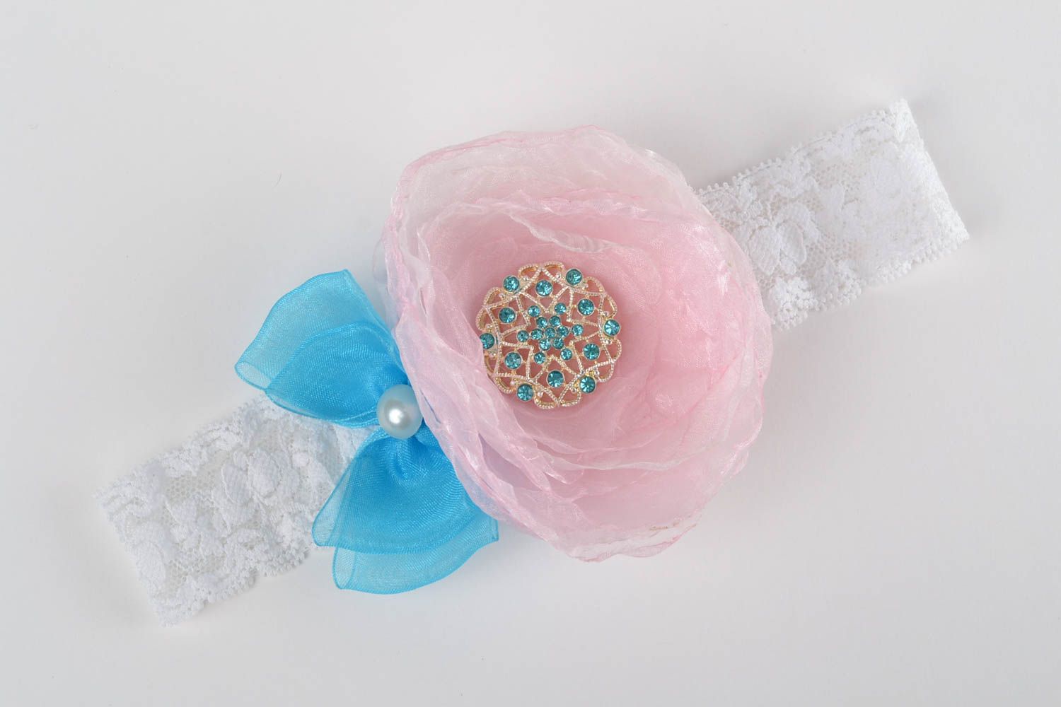Dünnes Haarband handegefertigt Accessoire für Haare Haarband mit Blumen modisch  foto 3
