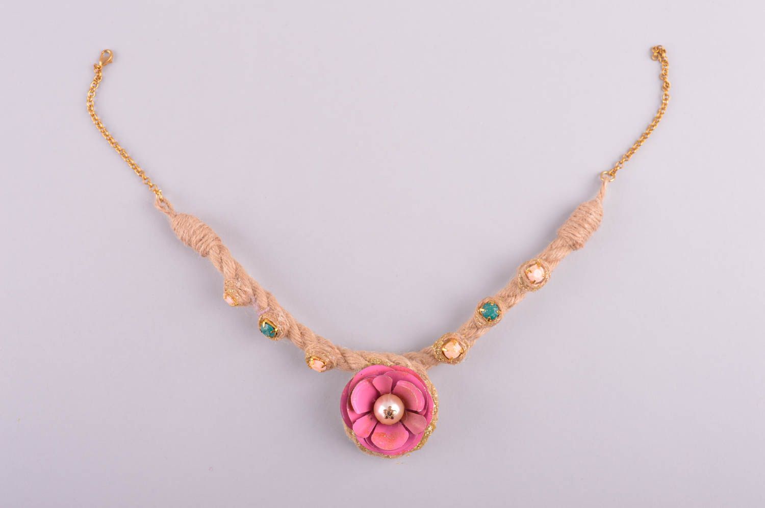 Handmade necklace thread necklace design necklace with plastic flower women gift photo 5
