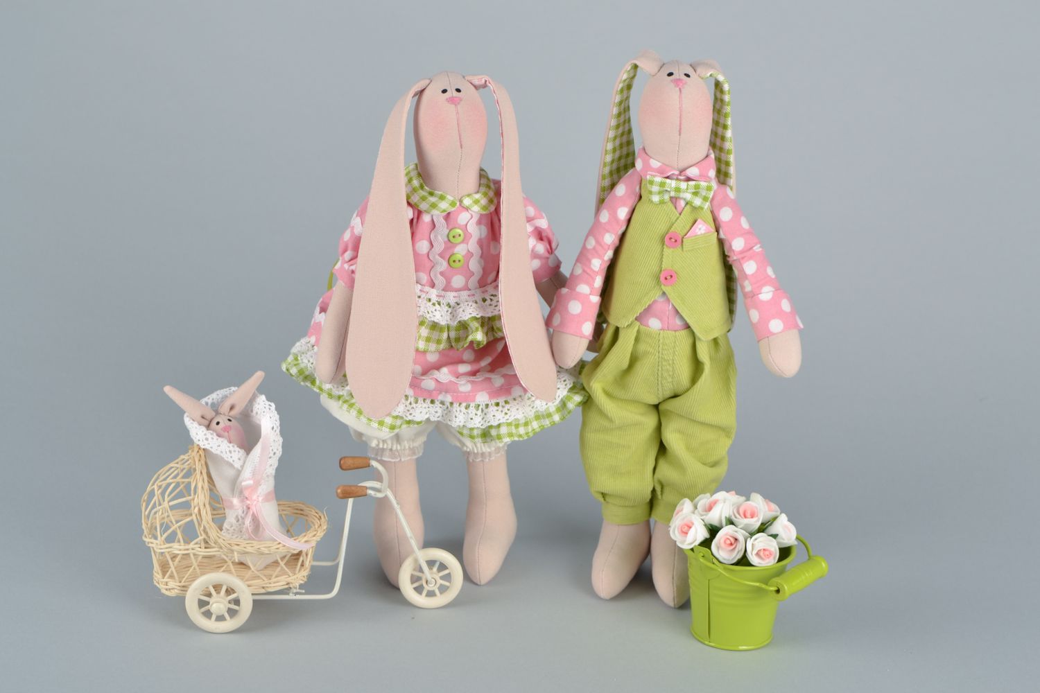 Handmade Stofftiere Hasenfamilie  foto 1