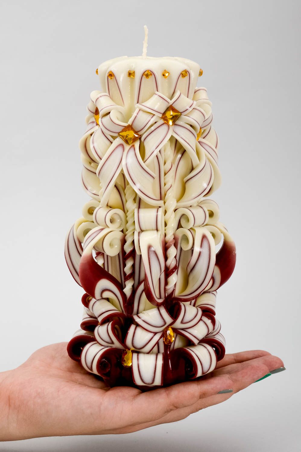 Vela de parafina hecha a mano con rojo elemento decorativo regalo original foto 5