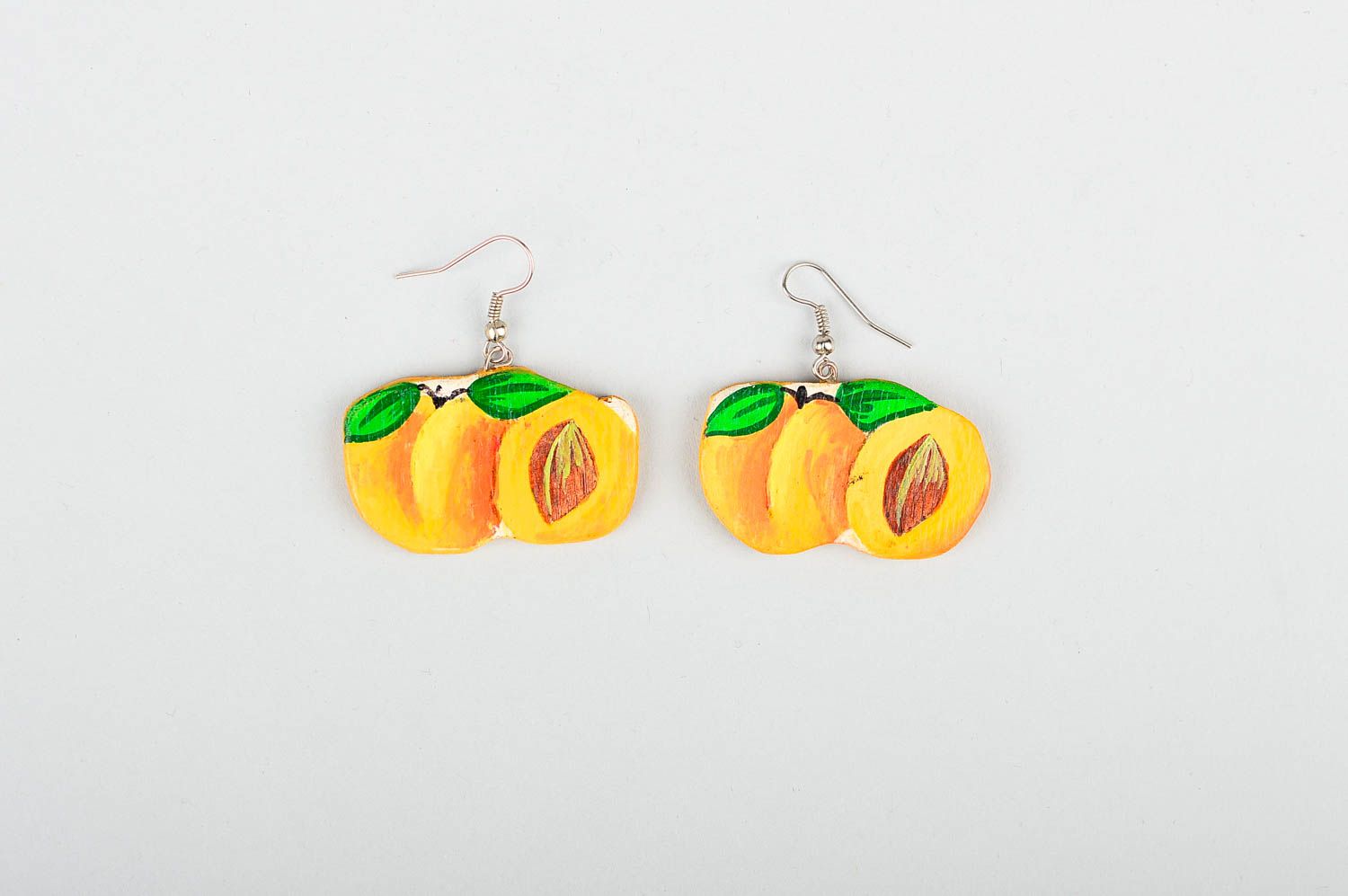 Boucles d'oreilles pendantes Bijou fait main design abricots Cadeau femme photo 1
