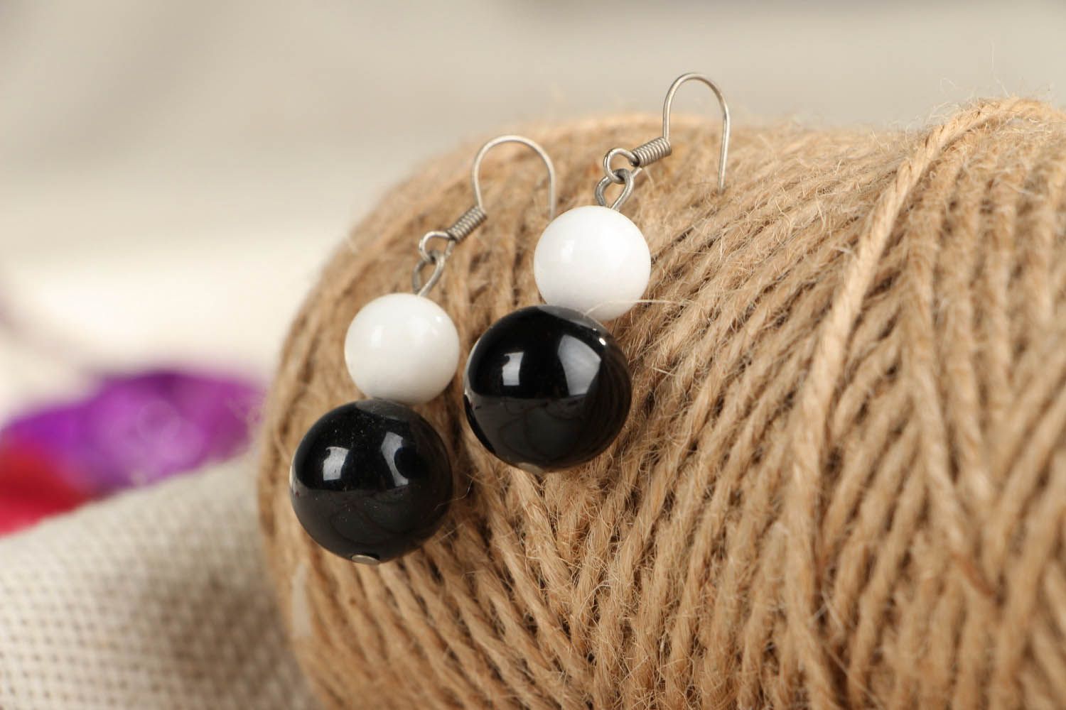 Earrings with black agate photo 3