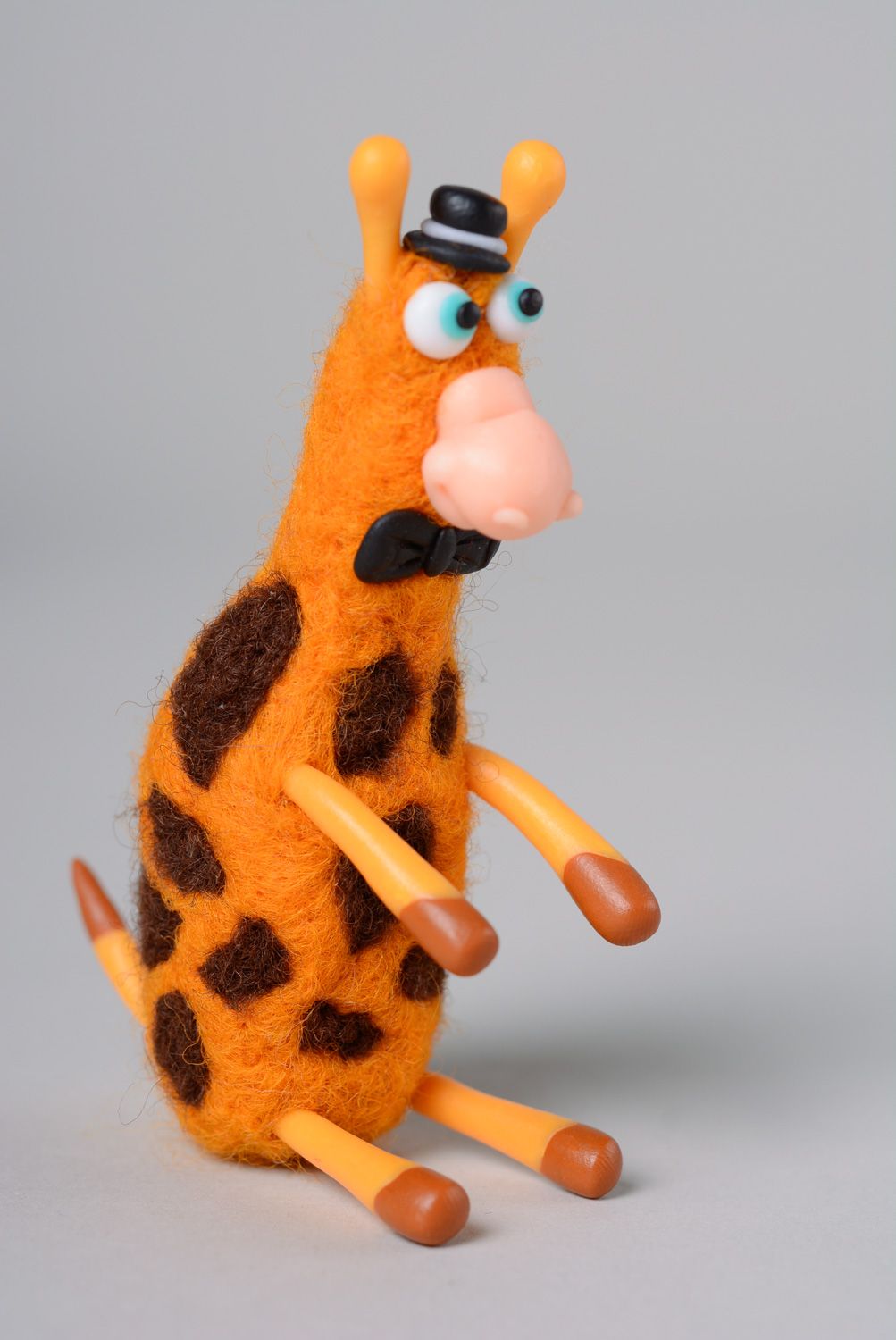 Homemade felted wool miniature toy Giraffe photo 2