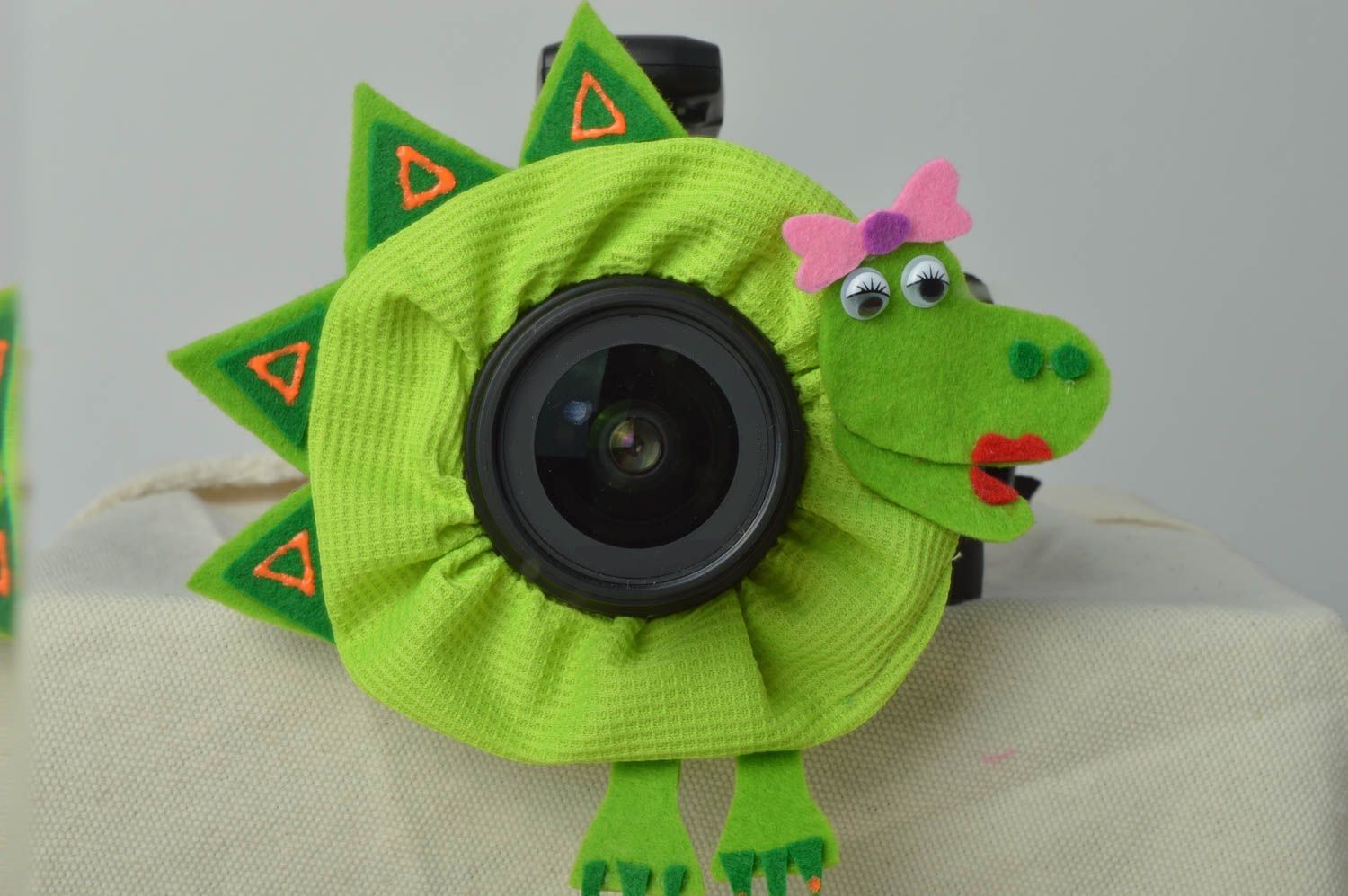 Handmade textile camera decor stylish camera lens toy unusual accessories photo 1
