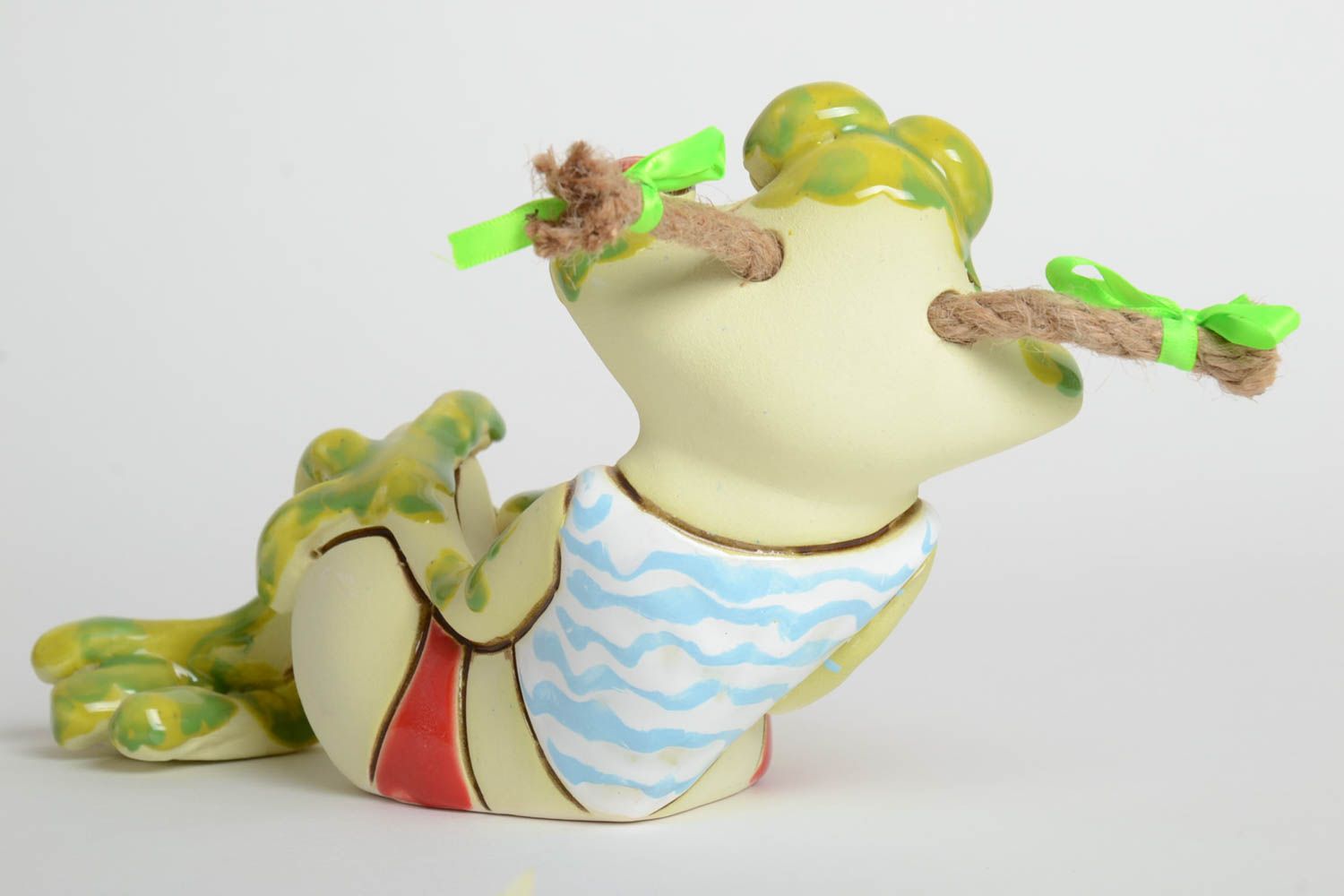 Statuette grenouille fait main Figurine céramique Déco chambre enfant photo 4